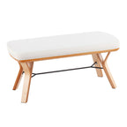 Folia Bench - Natural Wood, Cream Fabric