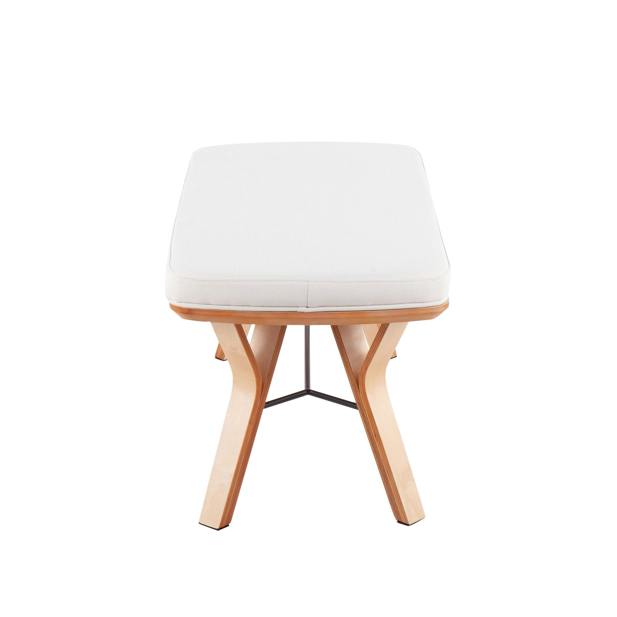 Folia Bench - Natural Wood, Cream Fabric