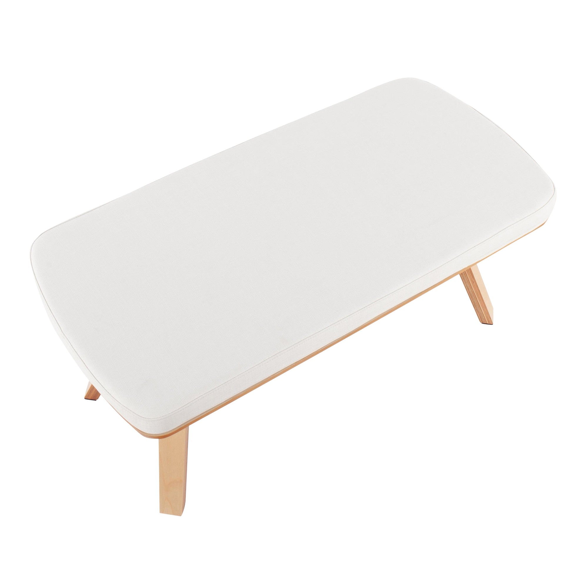 Folia Bench - Natural Wood, Cream Fabric