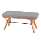 Folia Bench - Natural Wood, Light Grey Fabric