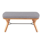 Folia Bench - Natural Wood, Light Grey Fabric