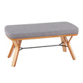 Folia Bench - Natural Wood, Light Grey Fabric