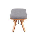Folia Bench - Natural Wood, Light Grey Fabric