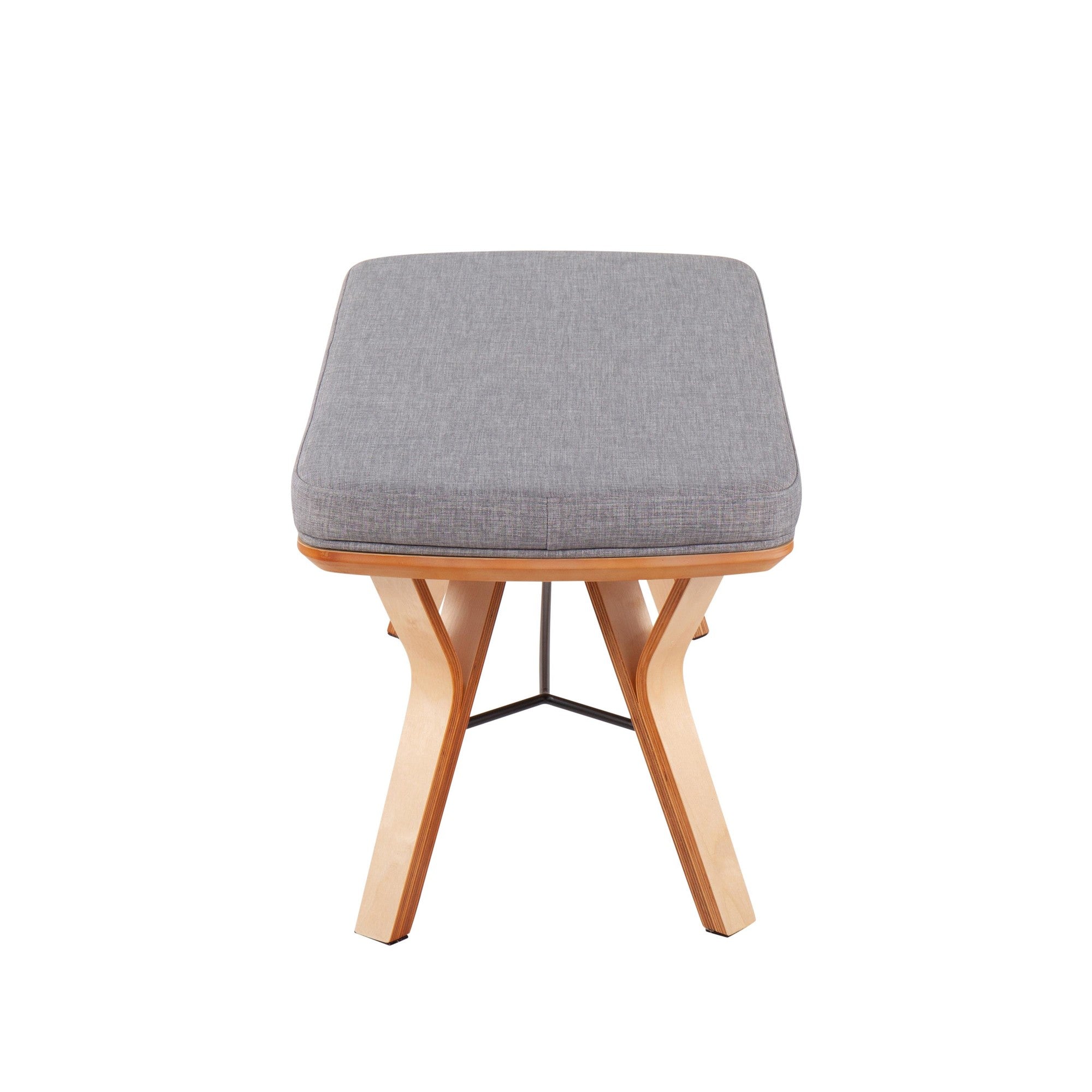 Folia Bench - Natural Wood, Light Grey Fabric
