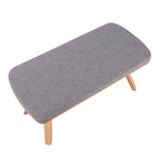 Folia Bench - Natural Wood, Light Grey Fabric