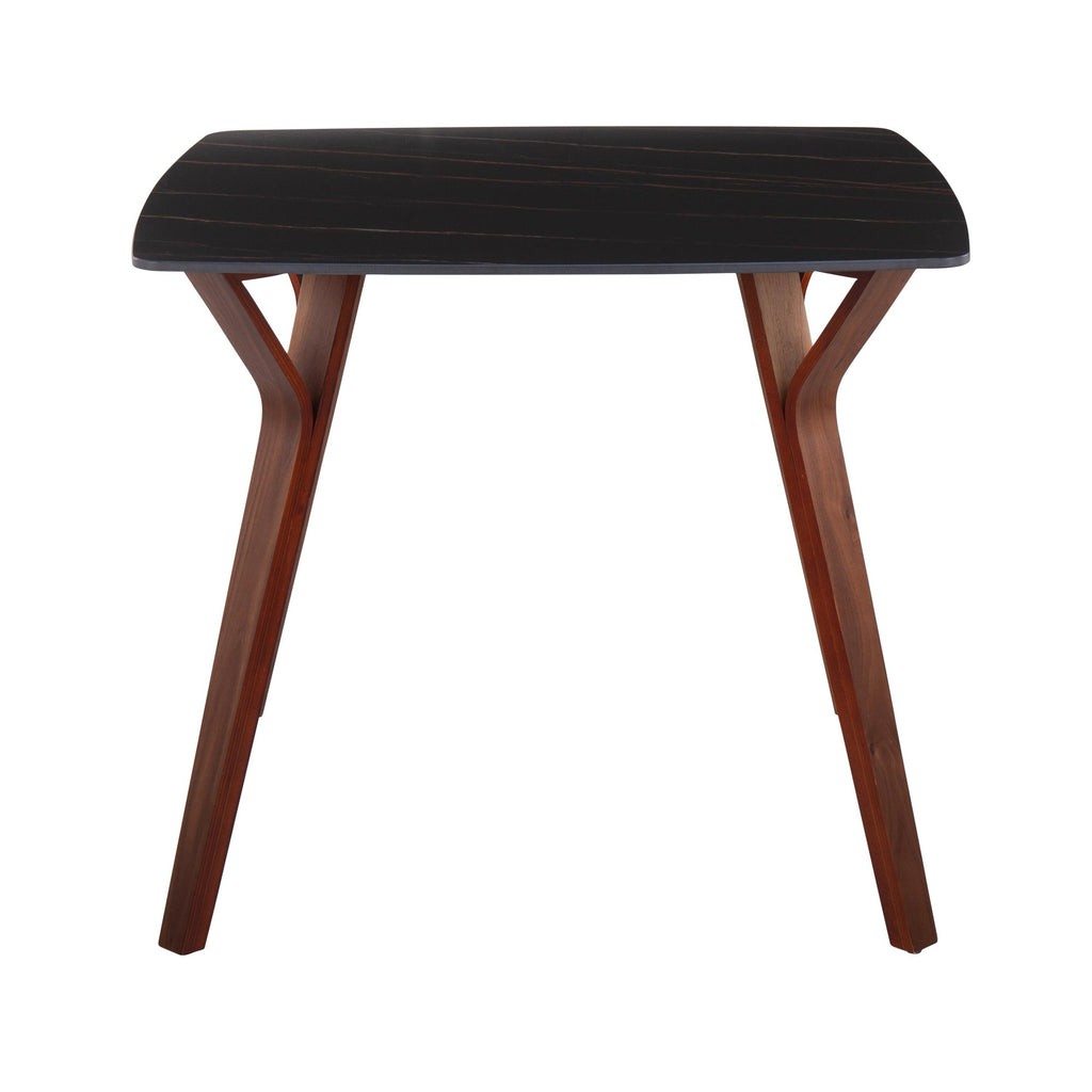 Folia Dinette Table - Walnut Wood, Black Textured Marble