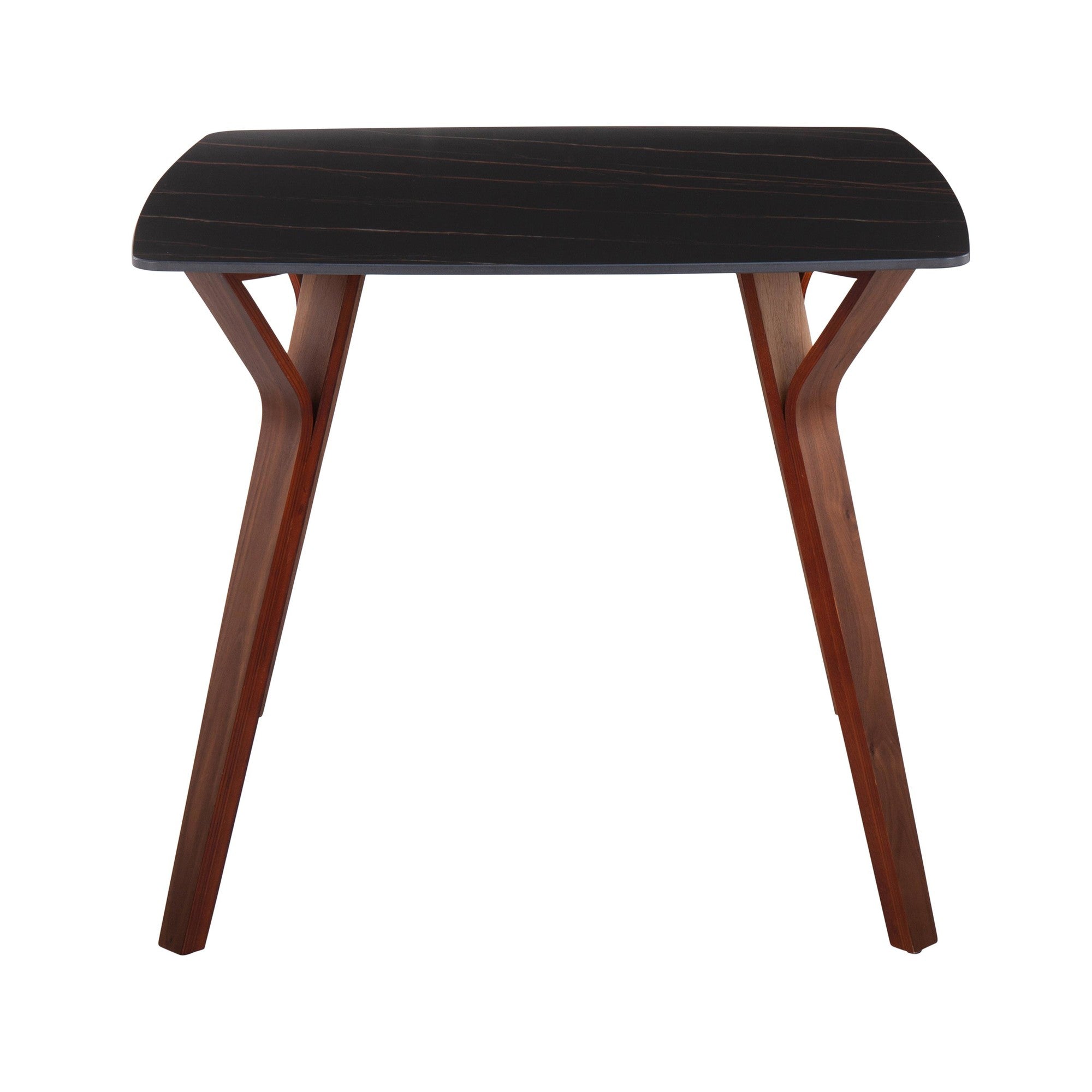 Folia Dinette Table - Walnut Wood, Black Textured Marble
