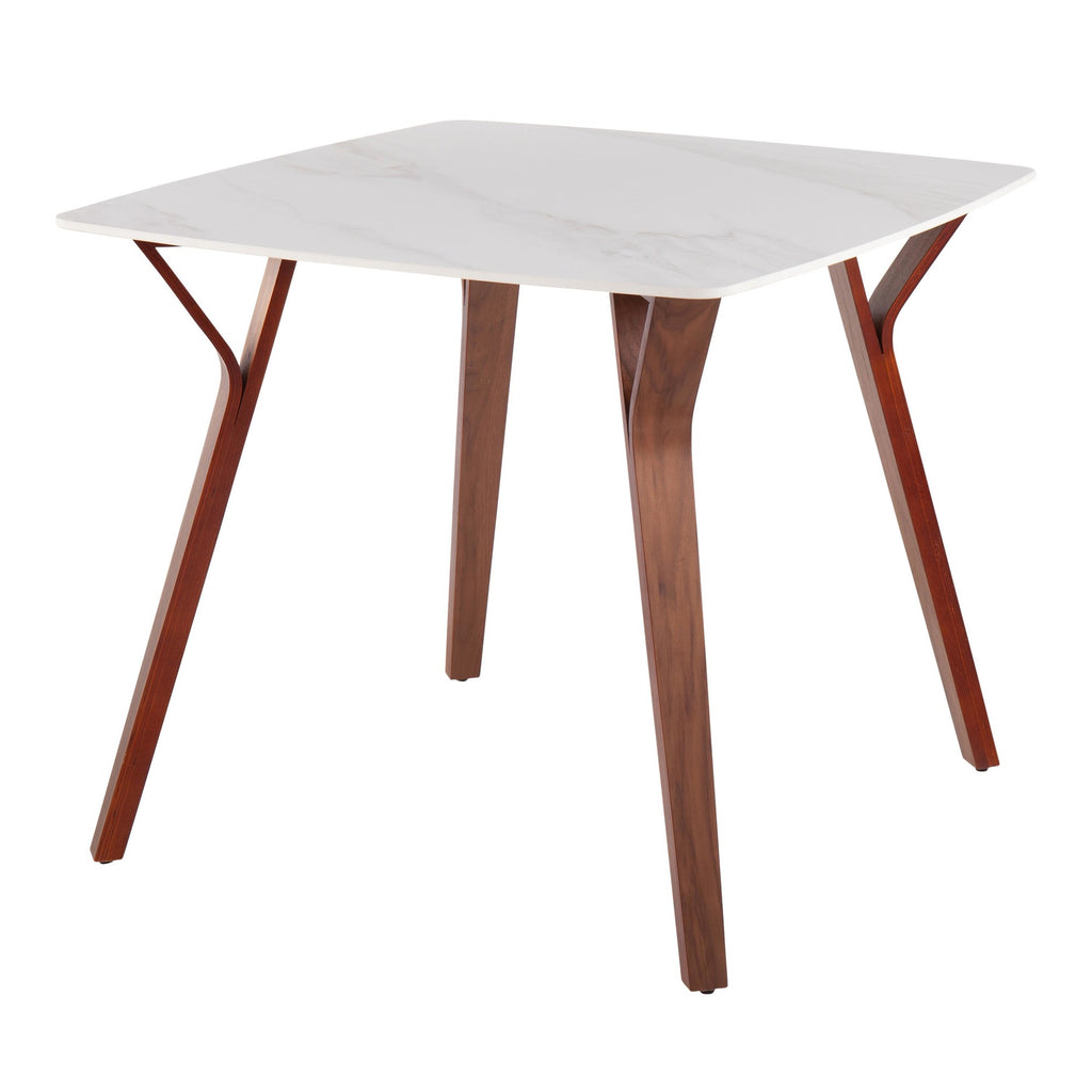 Folia Dinette Table - Walnut Wood, White Marble