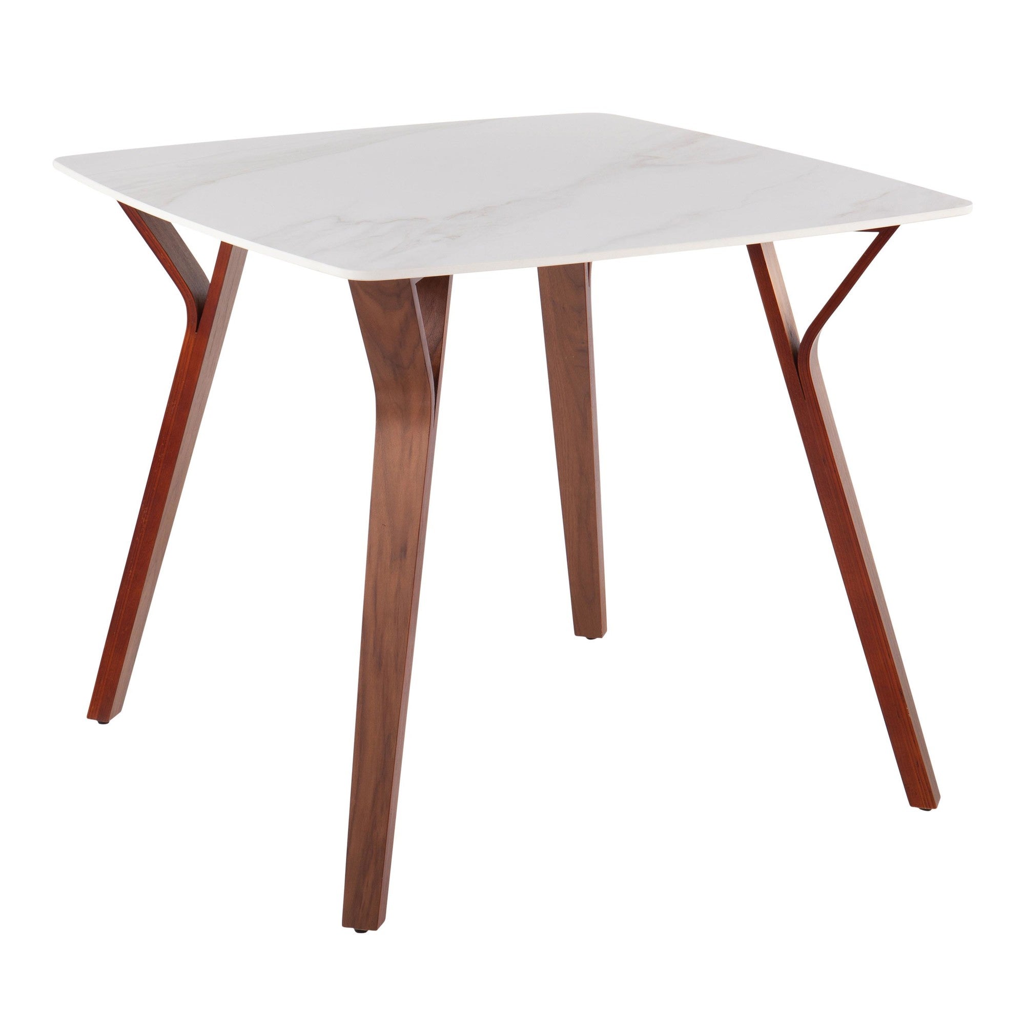 Folia Dinette Table - Walnut Wood, White Marble