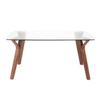 Folia Dining Table - Walnut Wood, Clear Glass