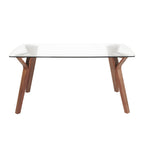 Folia Dining Table - Walnut Wood, Clear Glass