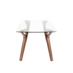 Folia Dining Table - Walnut Wood, Clear Glass