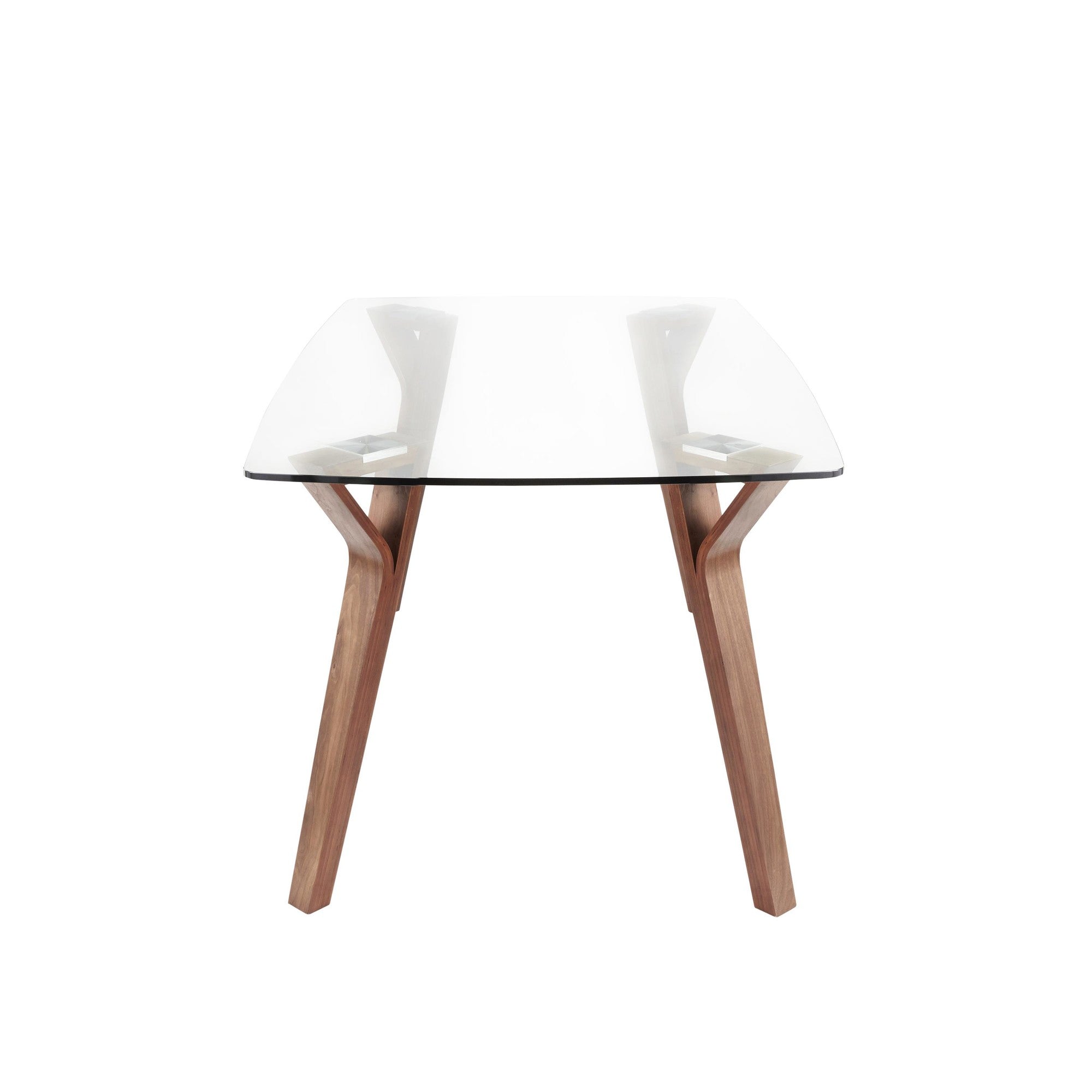 Folia Dining Table - Walnut Wood, Clear Glass