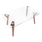 Folia Dining Table - Walnut Wood, Clear Glass