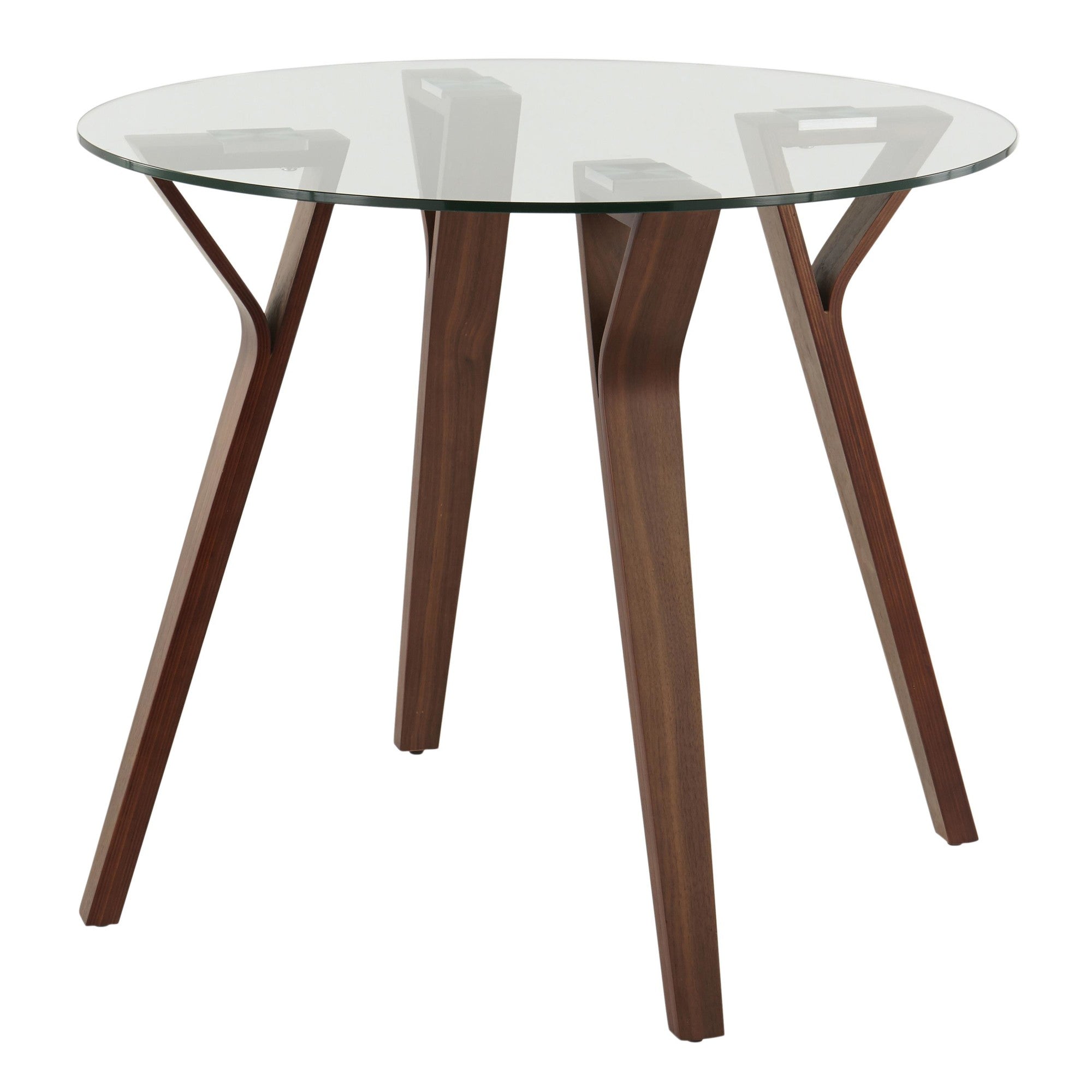 Folia Round Dinette - Walnut Wood, Clear Glass