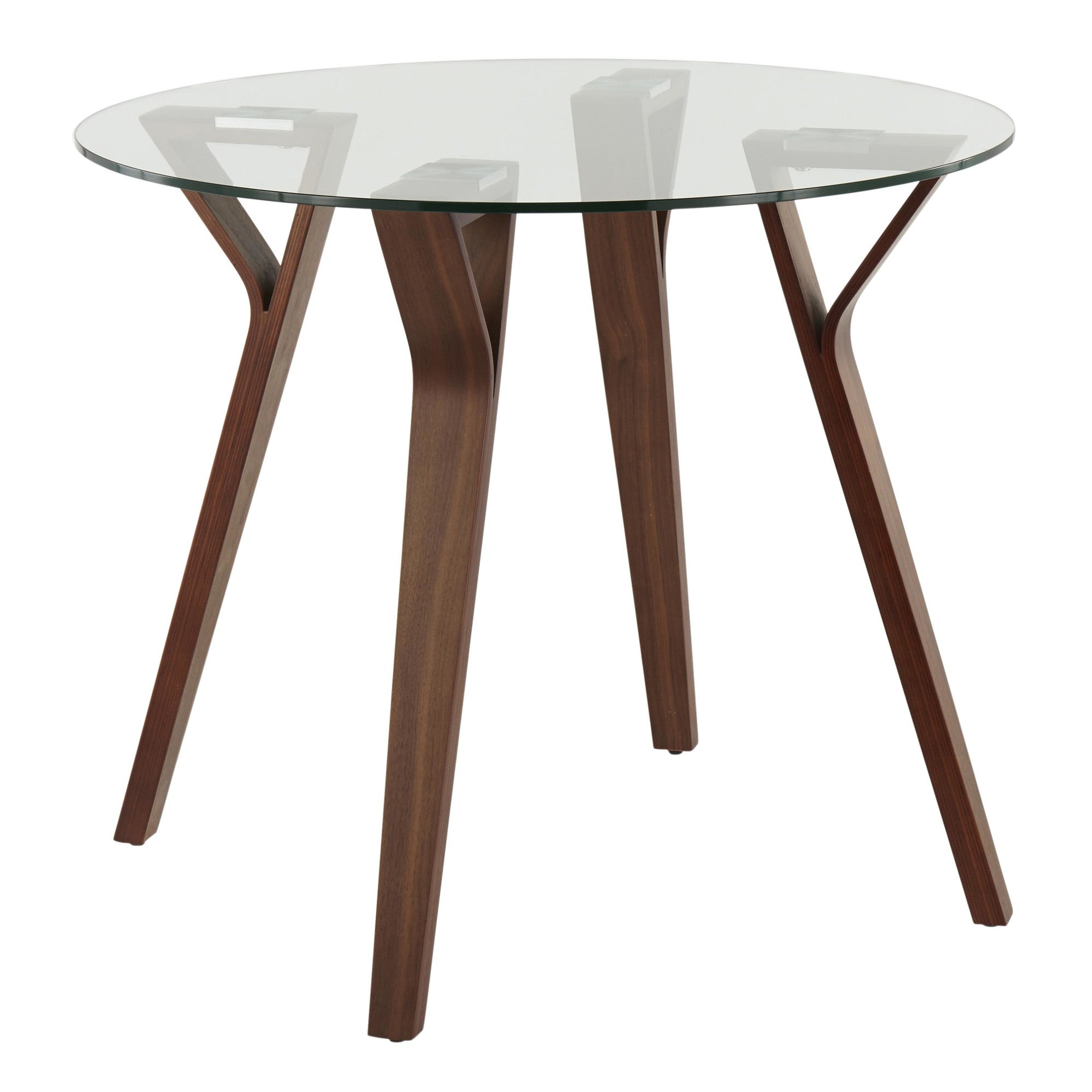 Folia Round Dinette - Walnut Wood, Clear Glass