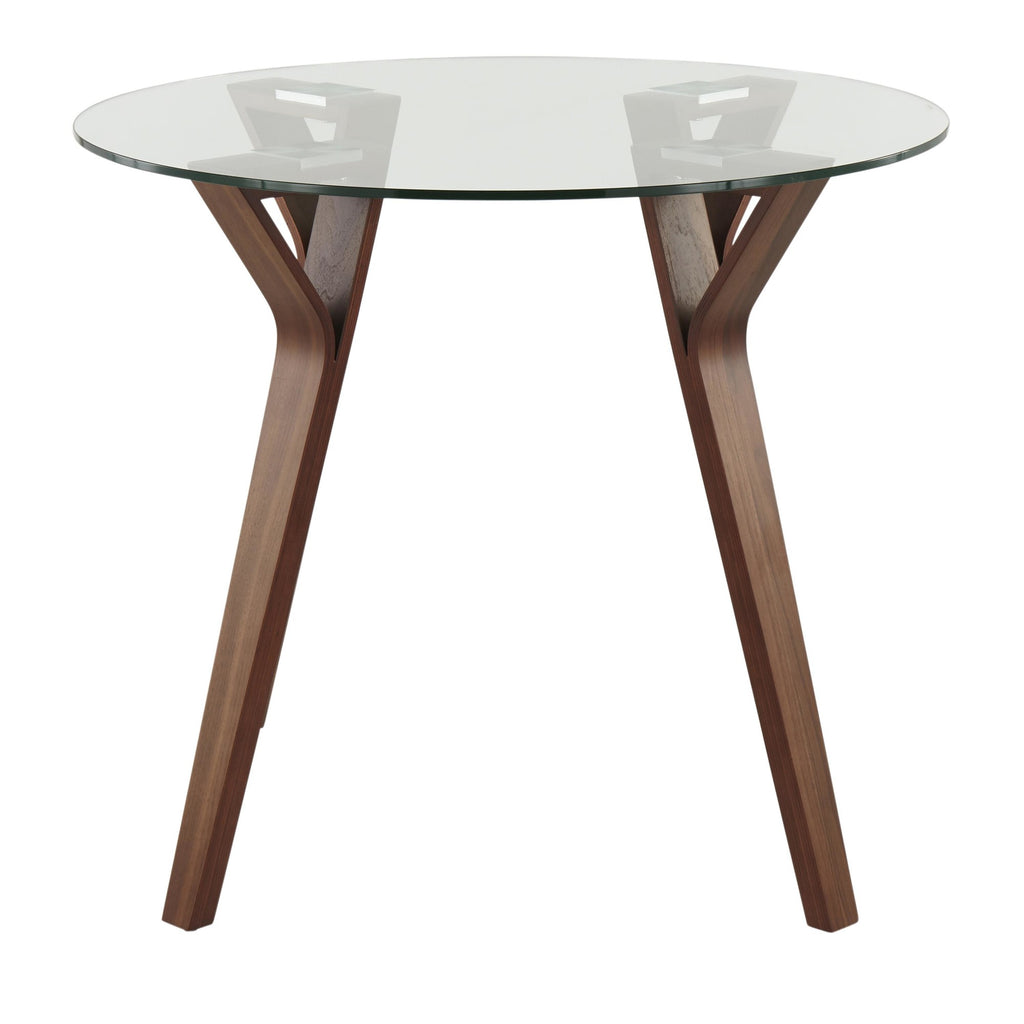 Folia Round Dinette - Walnut Wood, Clear Glass
