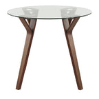 Folia Round Dinette - Walnut Wood, Clear Glass