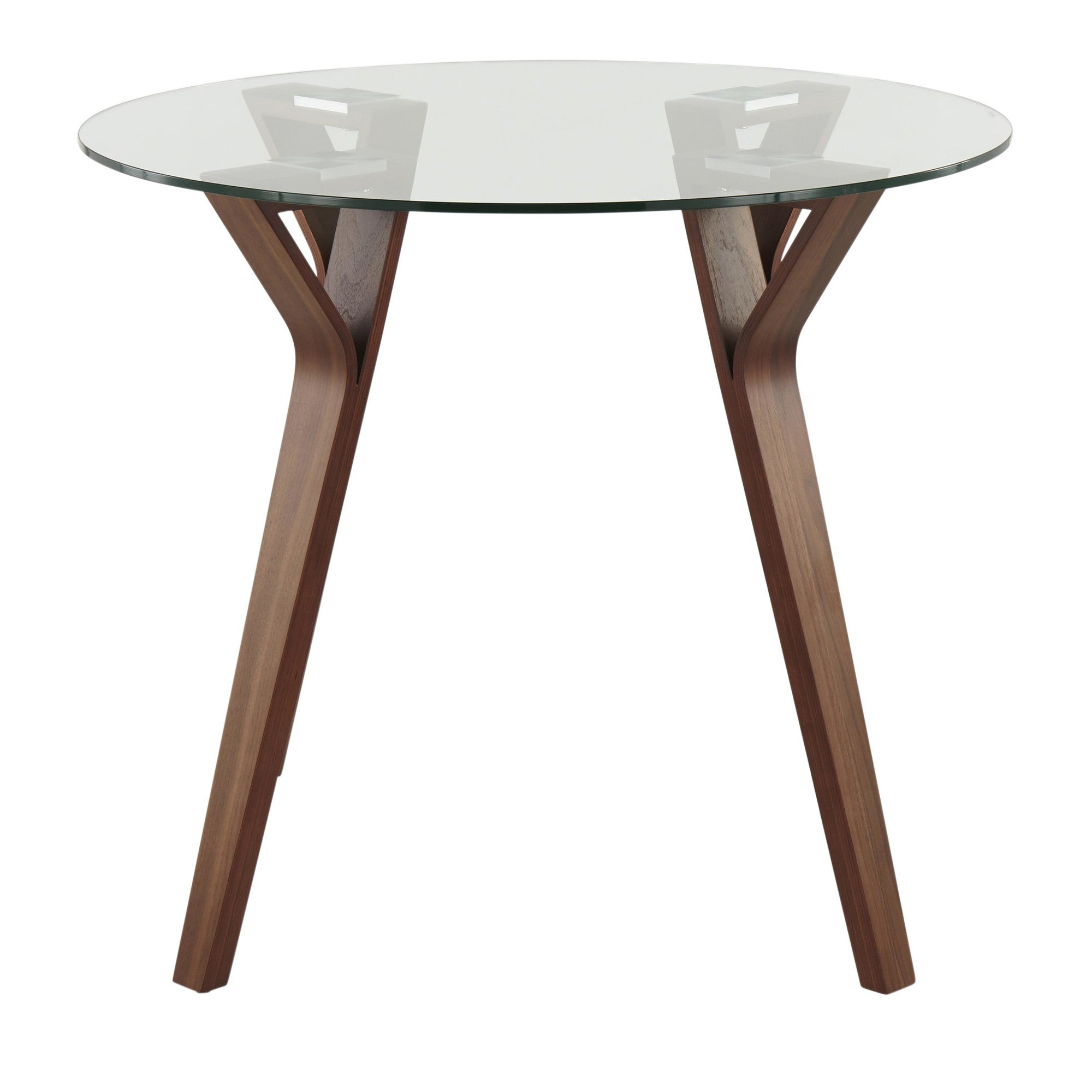 Folia Round Dinette - Walnut Wood, Clear Glass