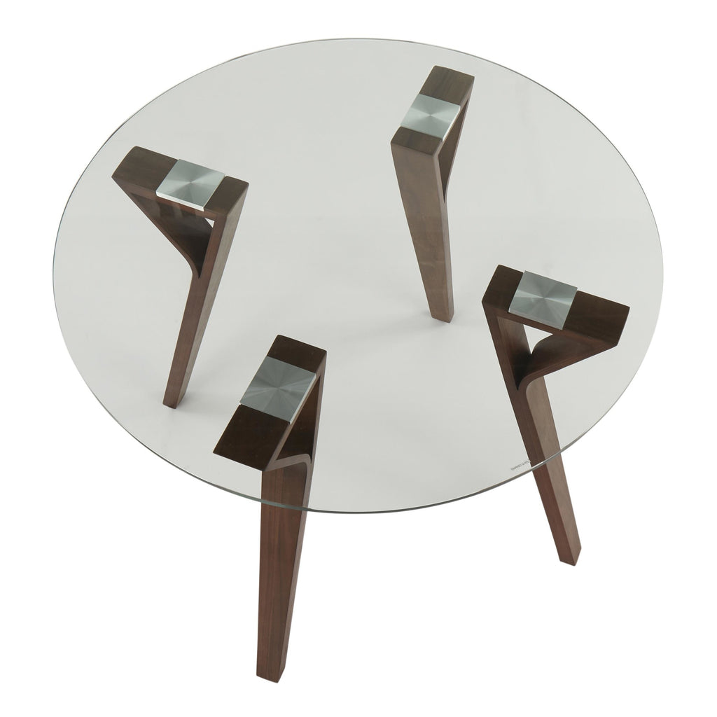 Folia Round Dinette - Walnut Wood, Clear Glass