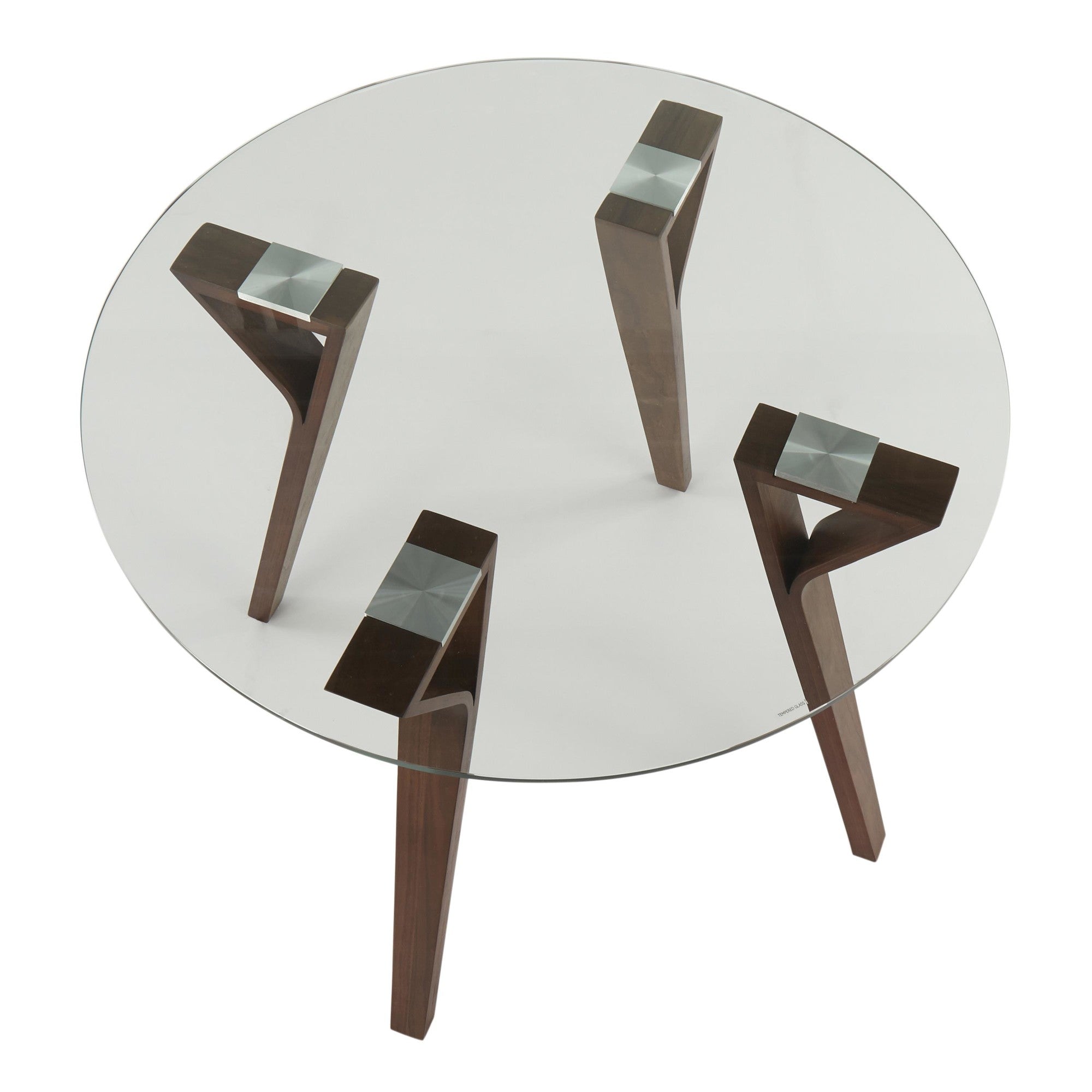 Folia Round Dinette - Walnut Wood, Clear Glass
