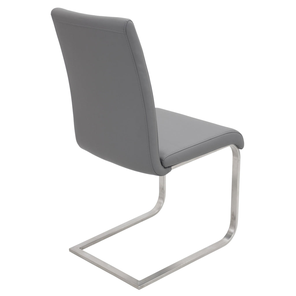Foster Dining Chair - Set of 2 - Stainless Steel, Grey PU