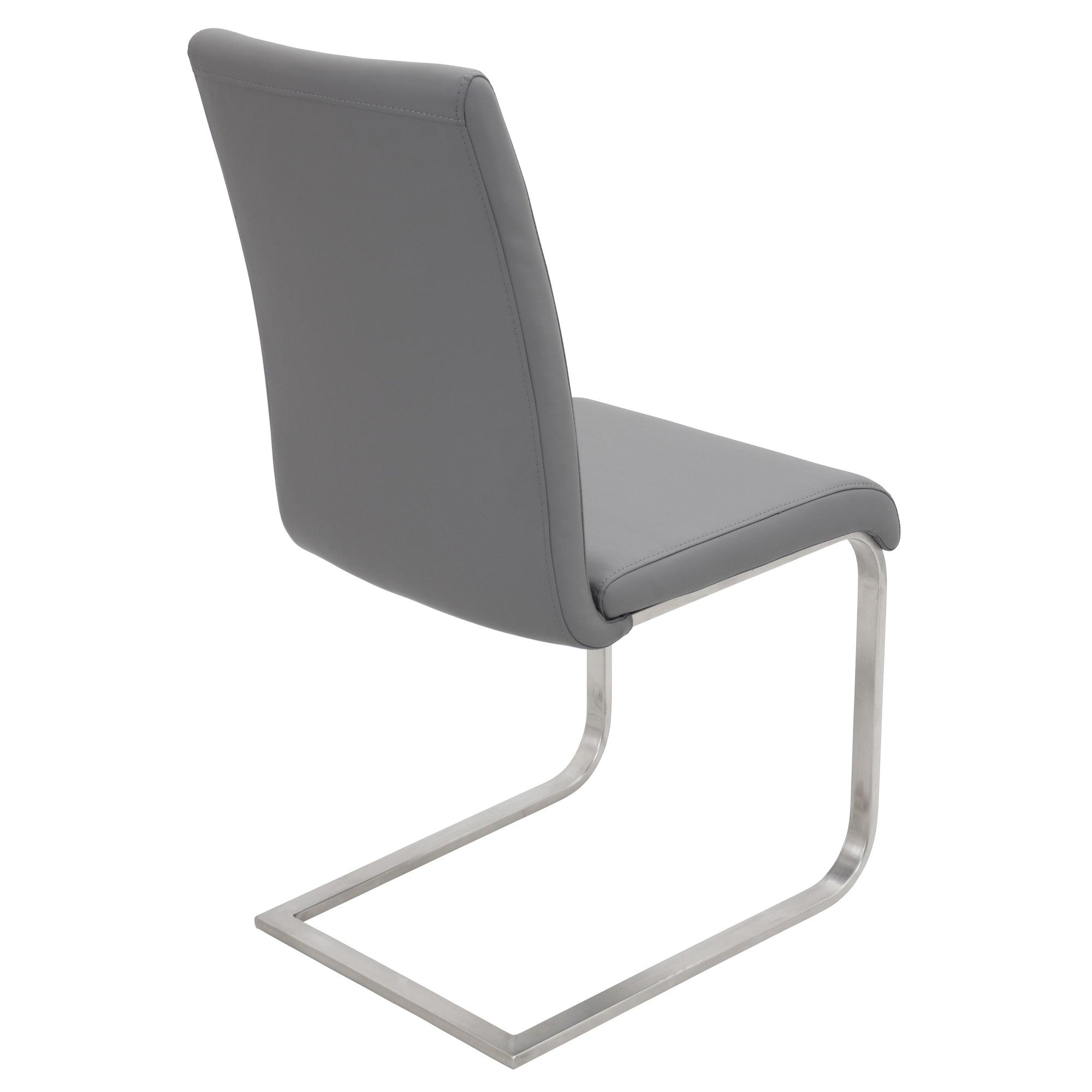 Foster Dining Chair - Set of 2 - Stainless Steel, Grey PU