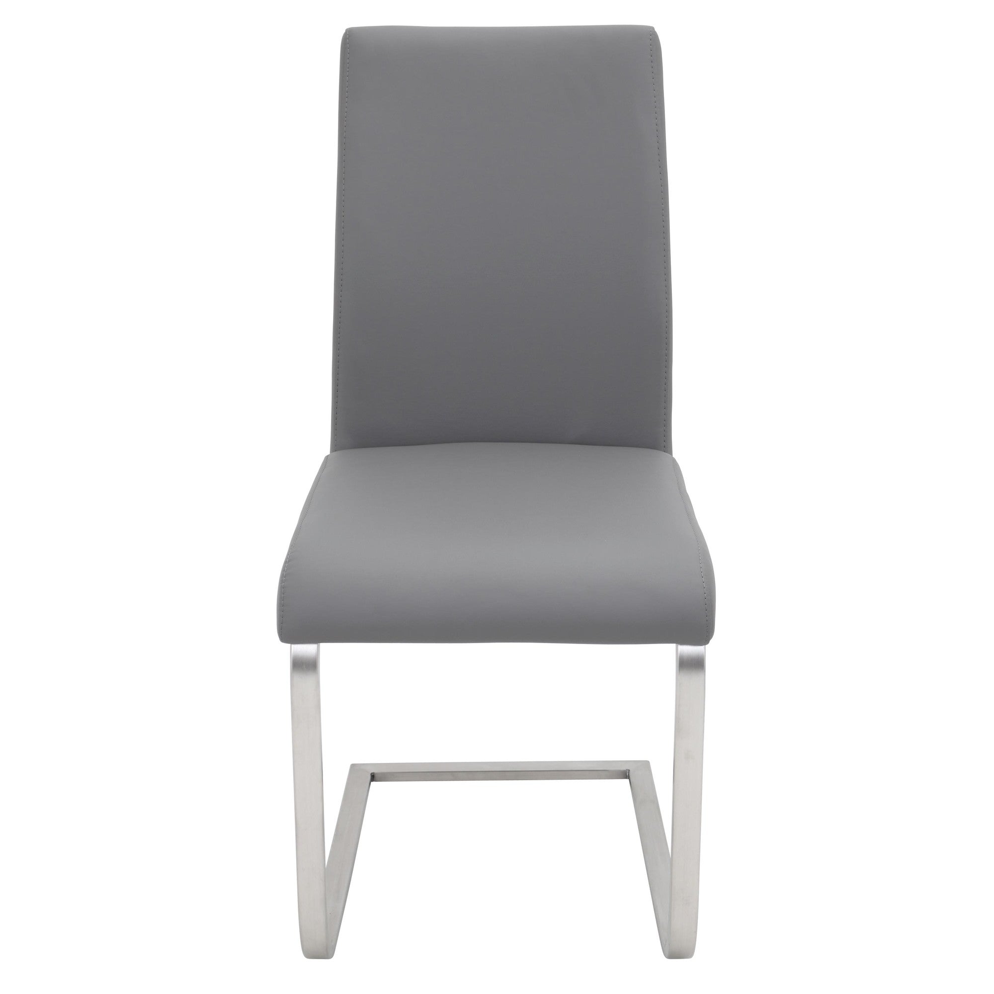 Foster Dining Chair - Set of 2 - Stainless Steel, Grey PU