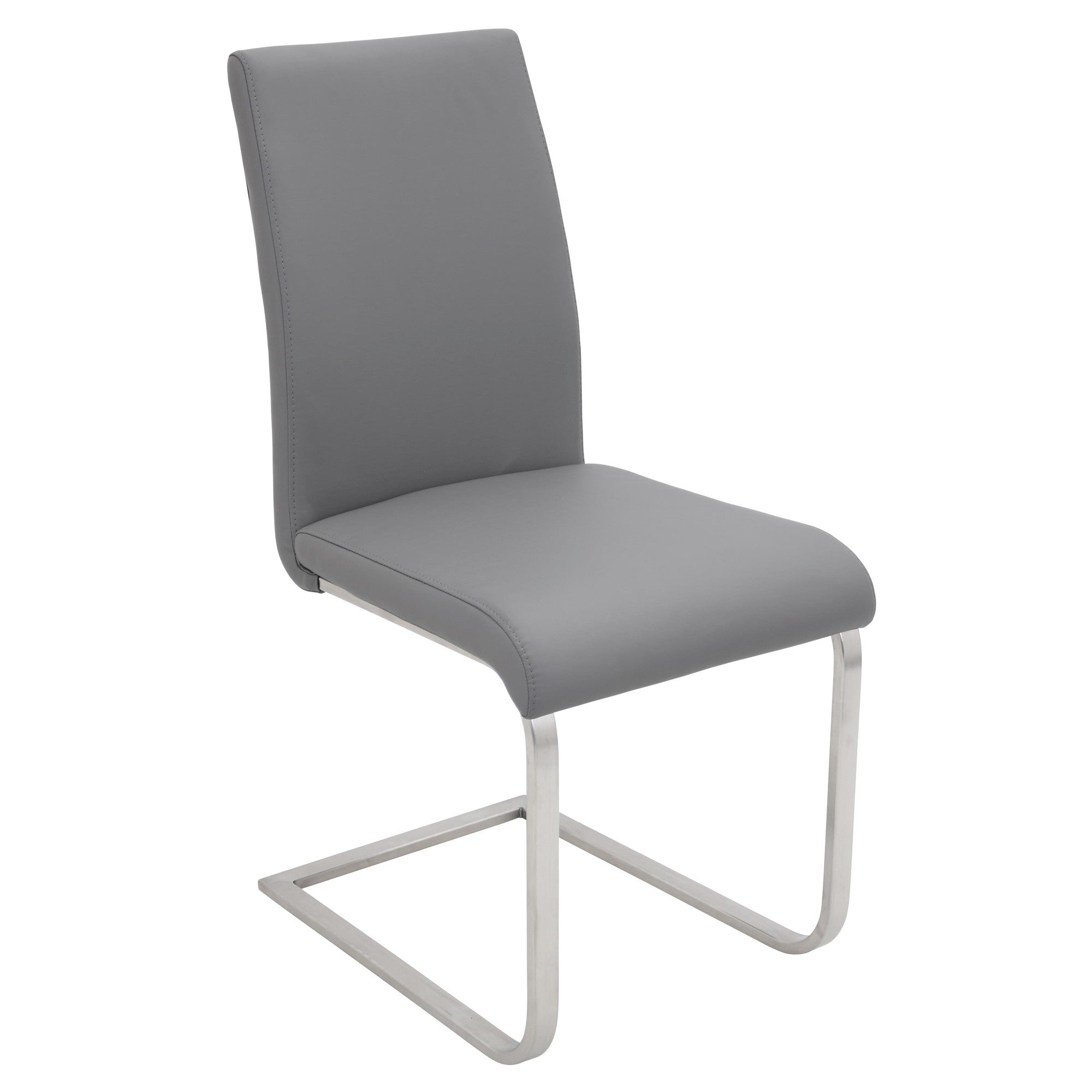 Foster Dining Chair - Set of 2 - Stainless Steel, Grey PU