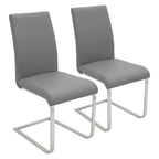 Foster Dining Chair - Set of 2 - Stainless Steel, Grey PU