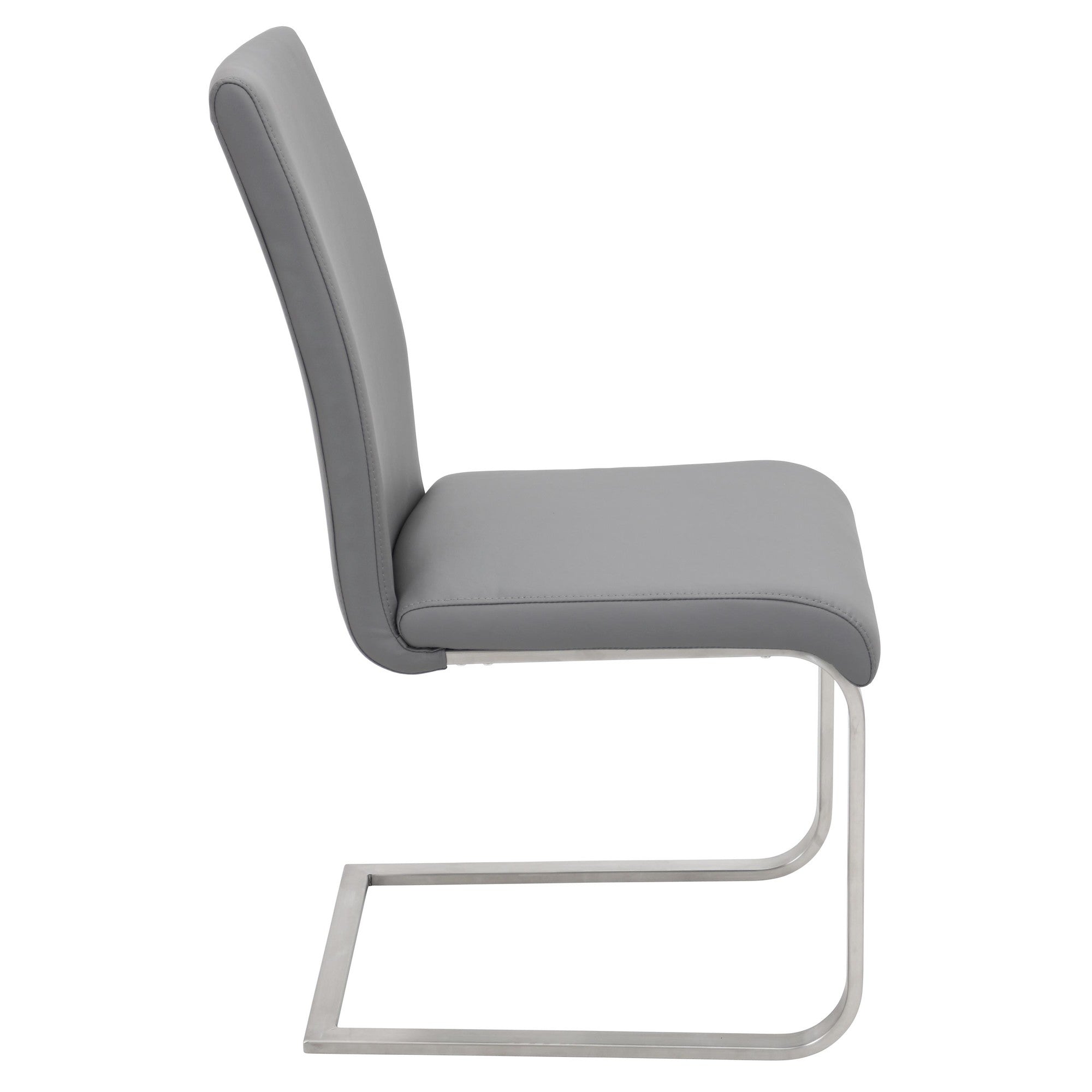 Foster Dining Chair - Set of 2 - Stainless Steel, Grey PU
