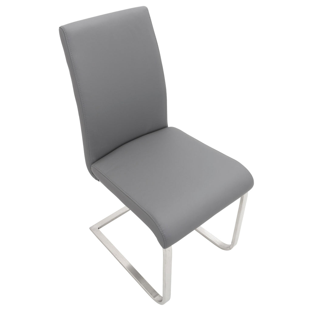 Foster Dining Chair - Set of 2 - Stainless Steel, Grey PU