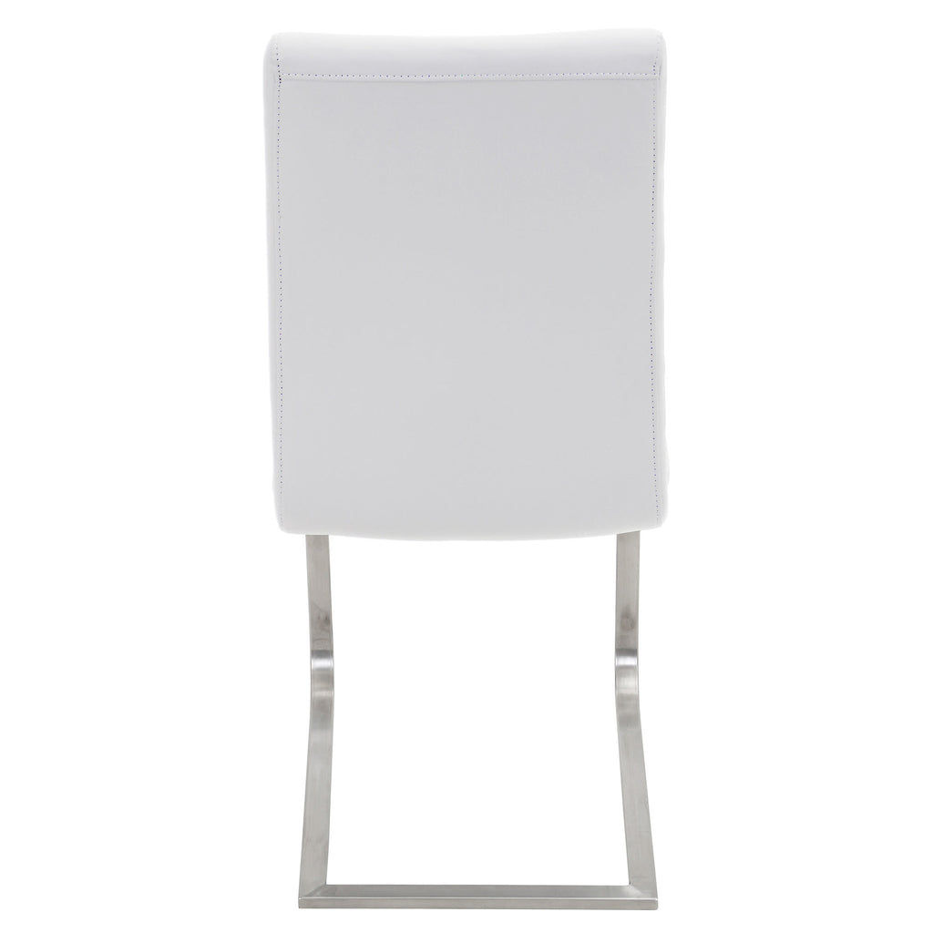 Foster Dining Chair - Set of 2 - Stainless Steel, White PU
