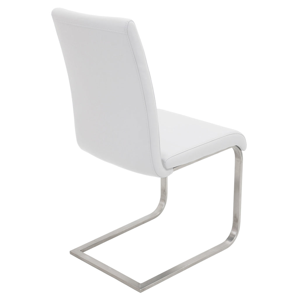 Foster Dining Chair - Set of 2 - Stainless Steel, White PU