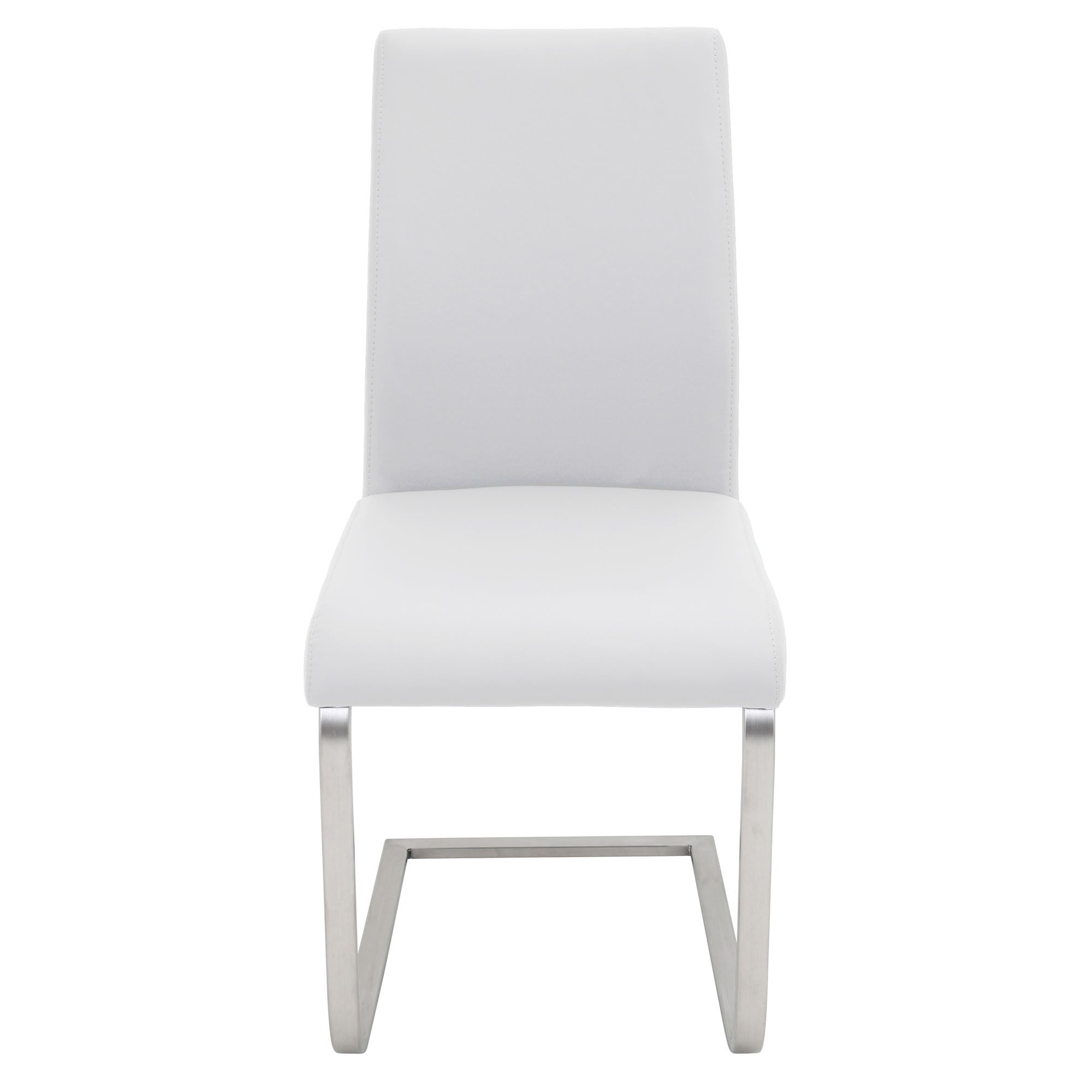 Foster Dining Chair - Set of 2 - Stainless Steel, White PU