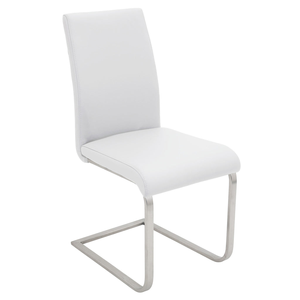 Foster Dining Chair - Set of 2 - Stainless Steel, White PU