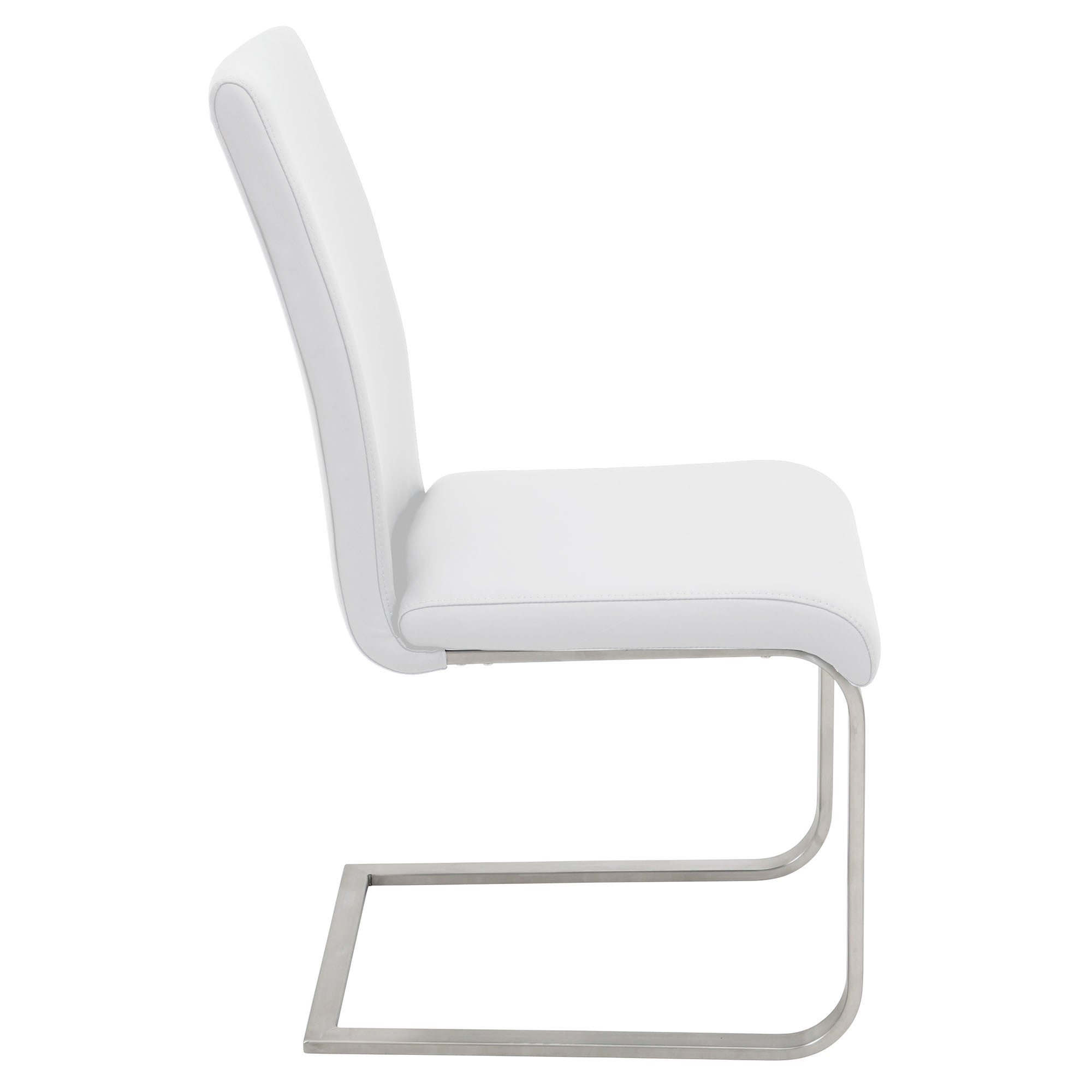 Foster Dining Chair - Set of 2 - Stainless Steel, White PU