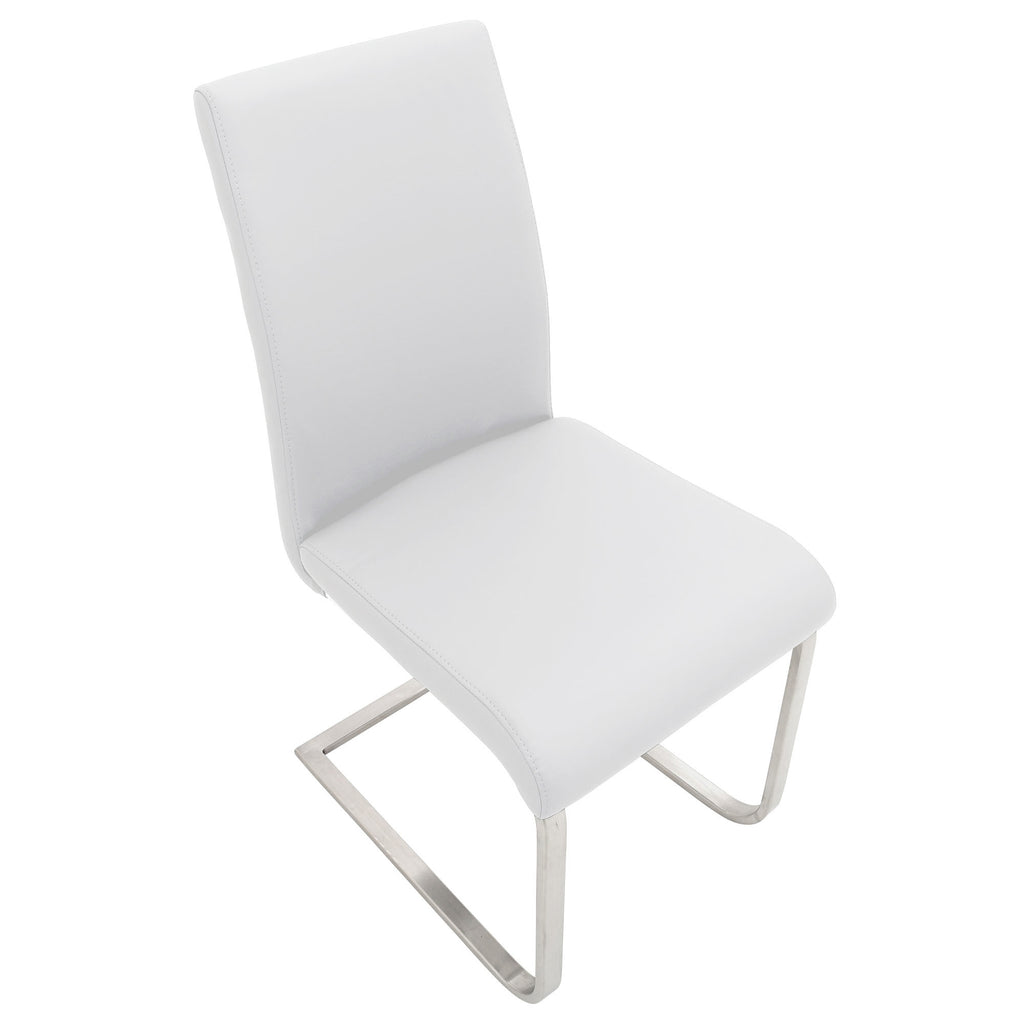 Foster Dining Chair - Set of 2 - Stainless Steel, White PU