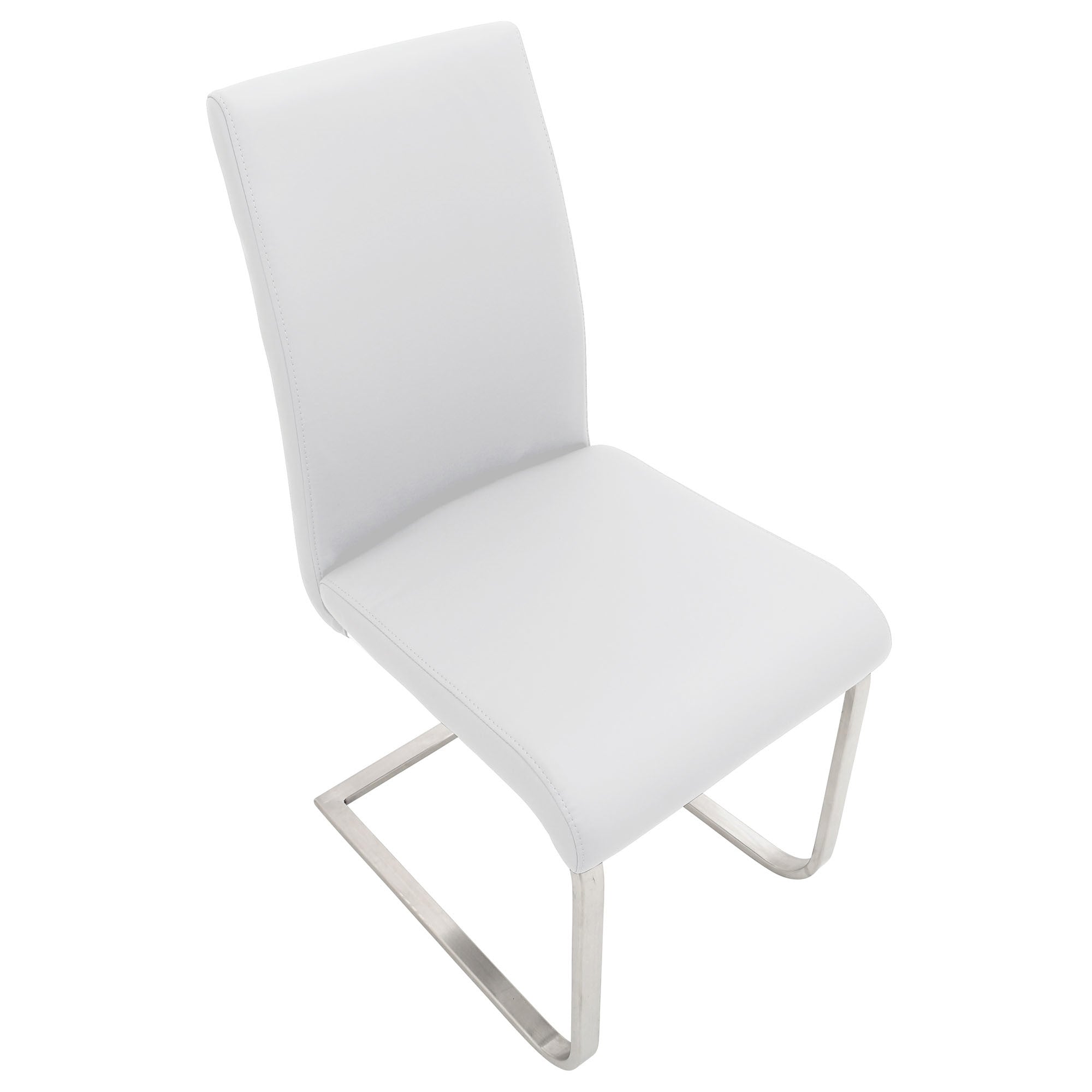 Foster Dining Chair - Set of 2 - Stainless Steel, White PU