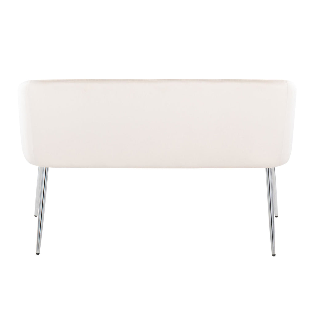 Fran Bench - Chrome Metal, Cream Velvet