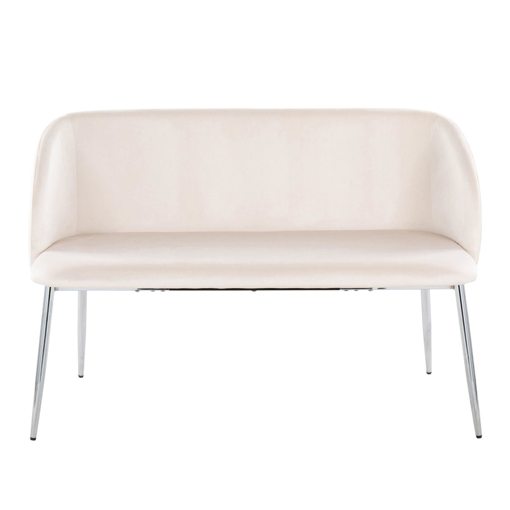 Fran Bench - Chrome Metal, Cream Velvet