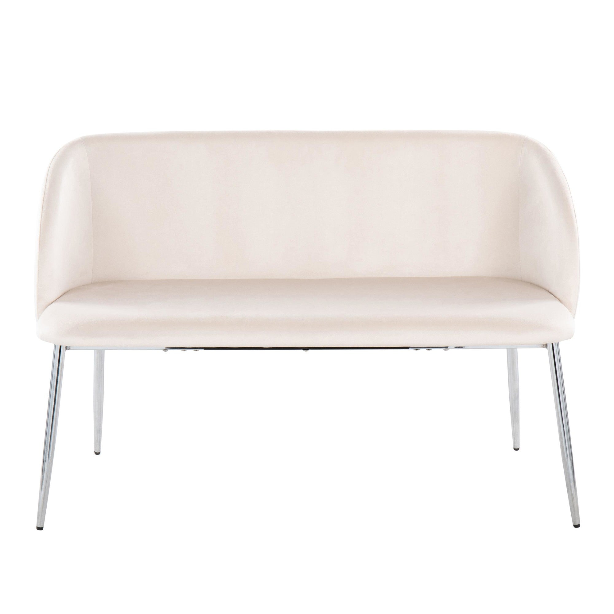 Fran Bench - Chrome Metal, Cream Velvet