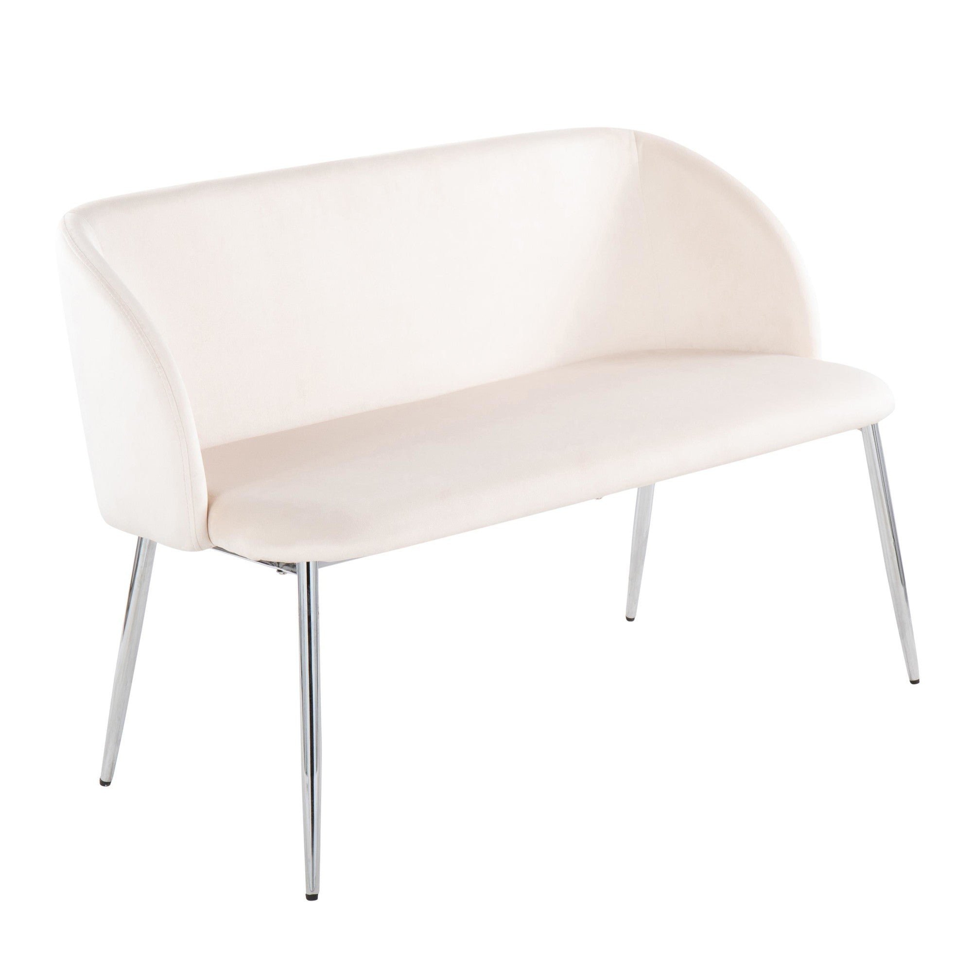 Fran Bench - Chrome Metal, Cream Velvet