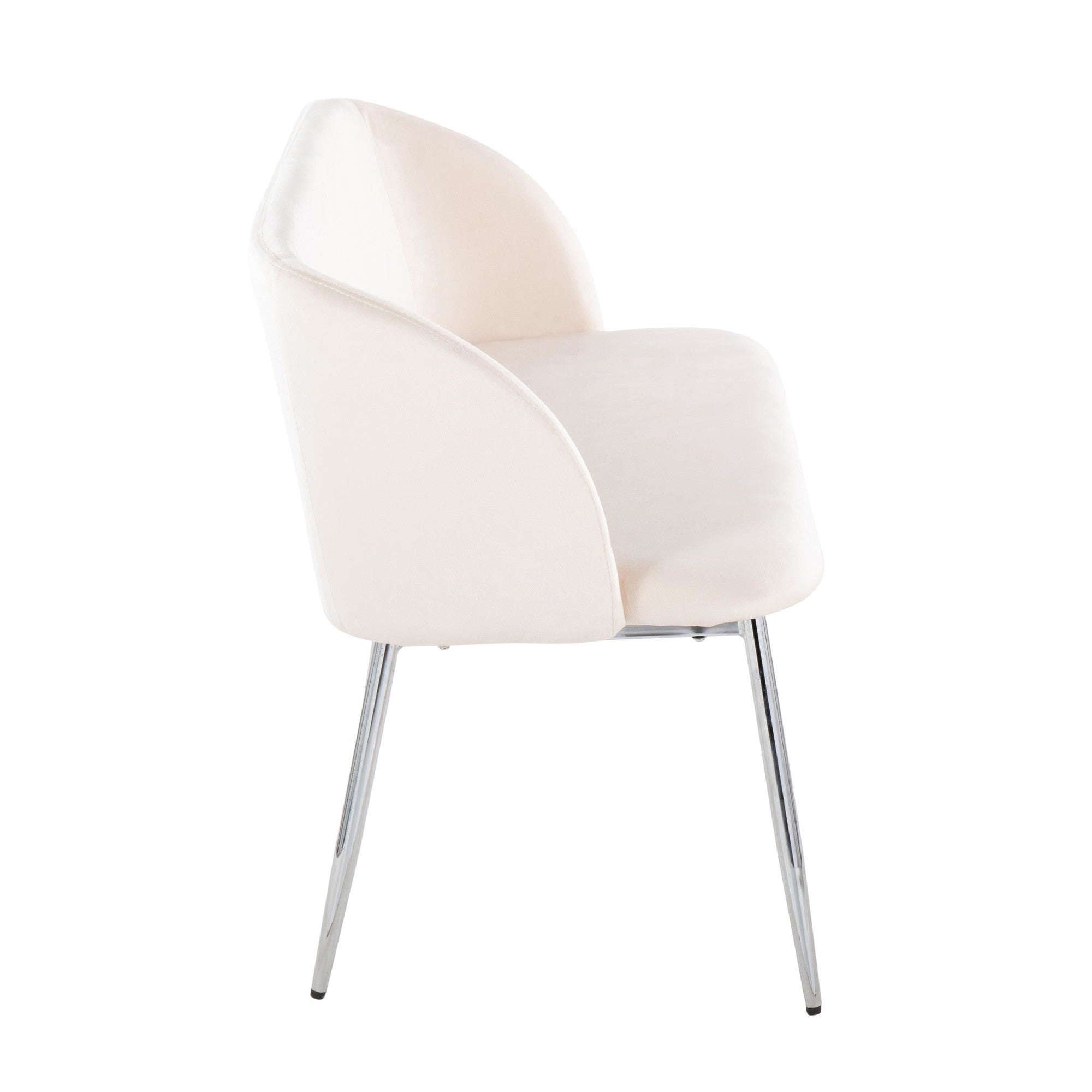 Fran Bench - Chrome Metal, Cream Velvet