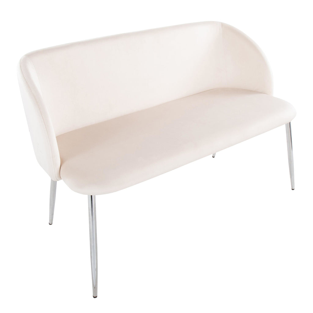 Fran Bench - Chrome Metal, Cream Velvet