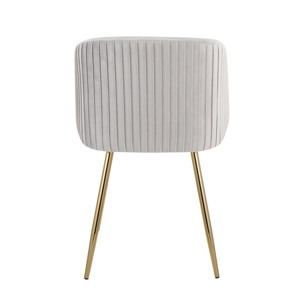 Fran Pleated Chair - Set of 2 - Gold Metal, Silver Velvet