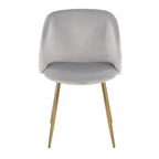 Fran Pleated Chair - Set of 2 - Gold Metal, Silver Velvet