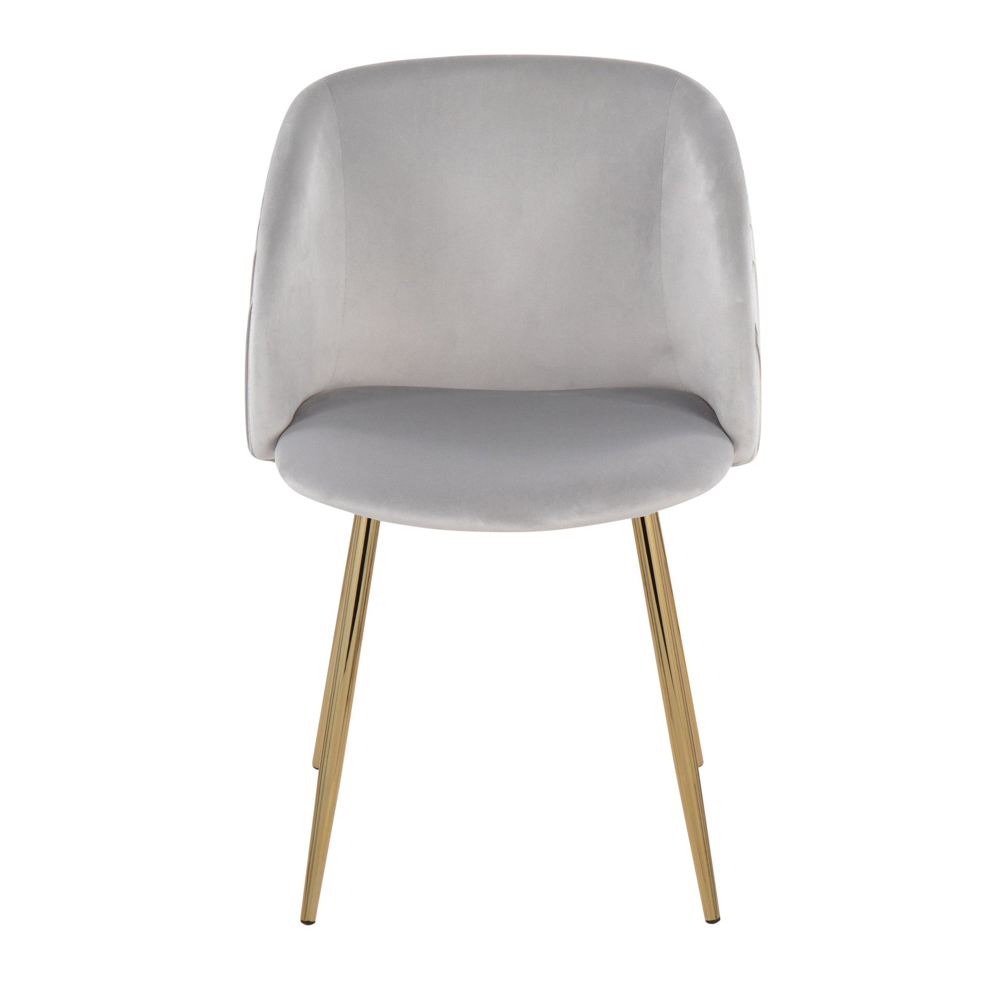 Fran Pleated Chair - Set of 2 - Gold Metal, Silver Velvet