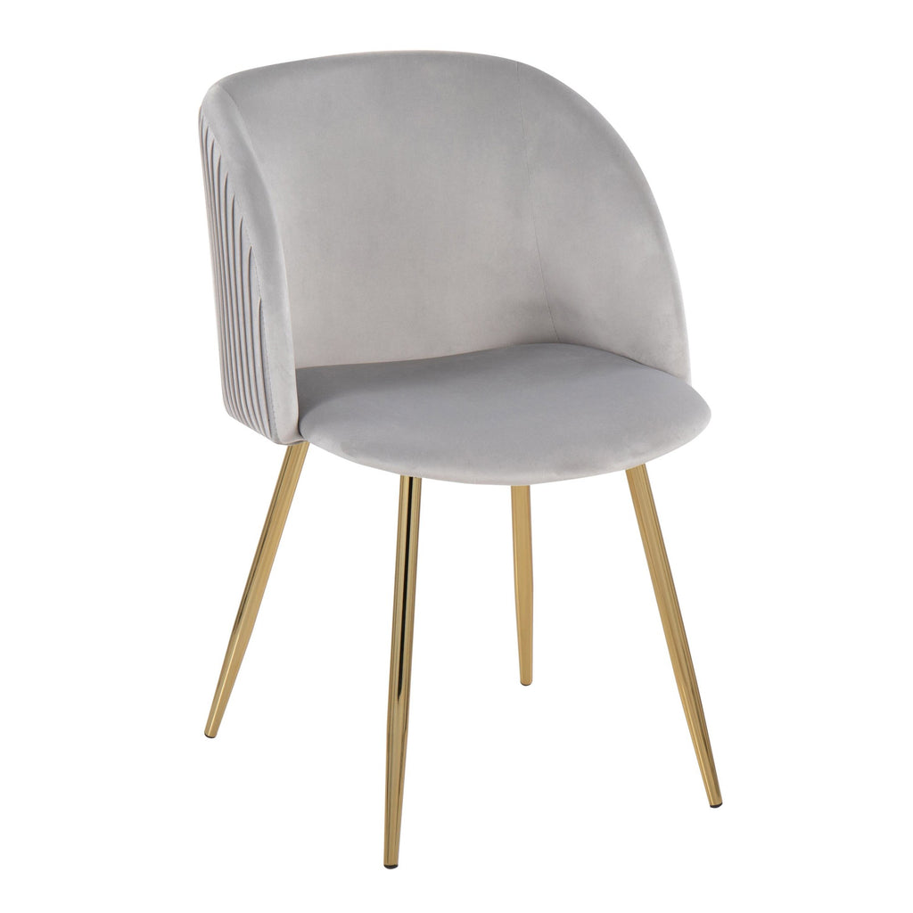 Fran Pleated Chair - Set of 2 - Gold Metal, Silver Velvet