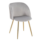 Fran Pleated Chair - Set of 2 - Gold Metal, Silver Velvet